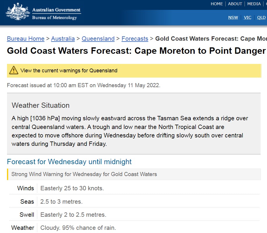 Gold Coast Boating Forecast